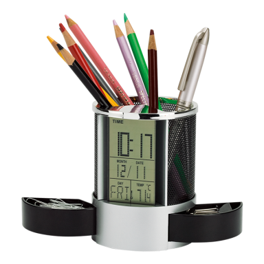 Clock Organiser with Pen Cup