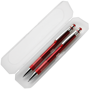 Matching Ballpoint Pen and Clutch Pencil Set in Translucent Box