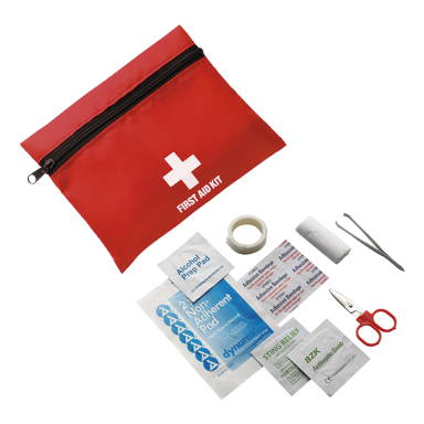 First Aid Kit in Zippered Pouch with Belt Clip
