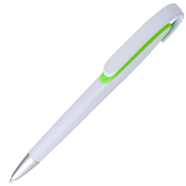 Rounded Clip Ballpoint Pen With White Barrel