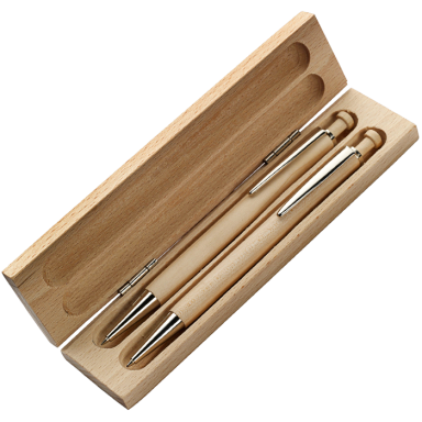 Maple Wood Pen And Clutch Pencil Set