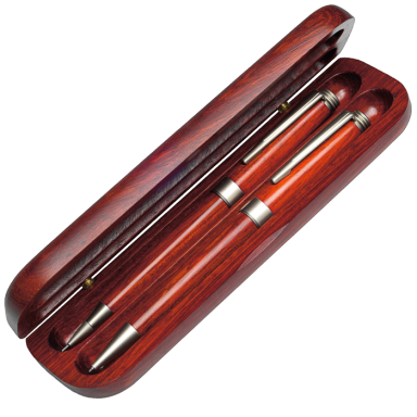 Rosewood Ballpoint Pen And Clutch Pencil Set